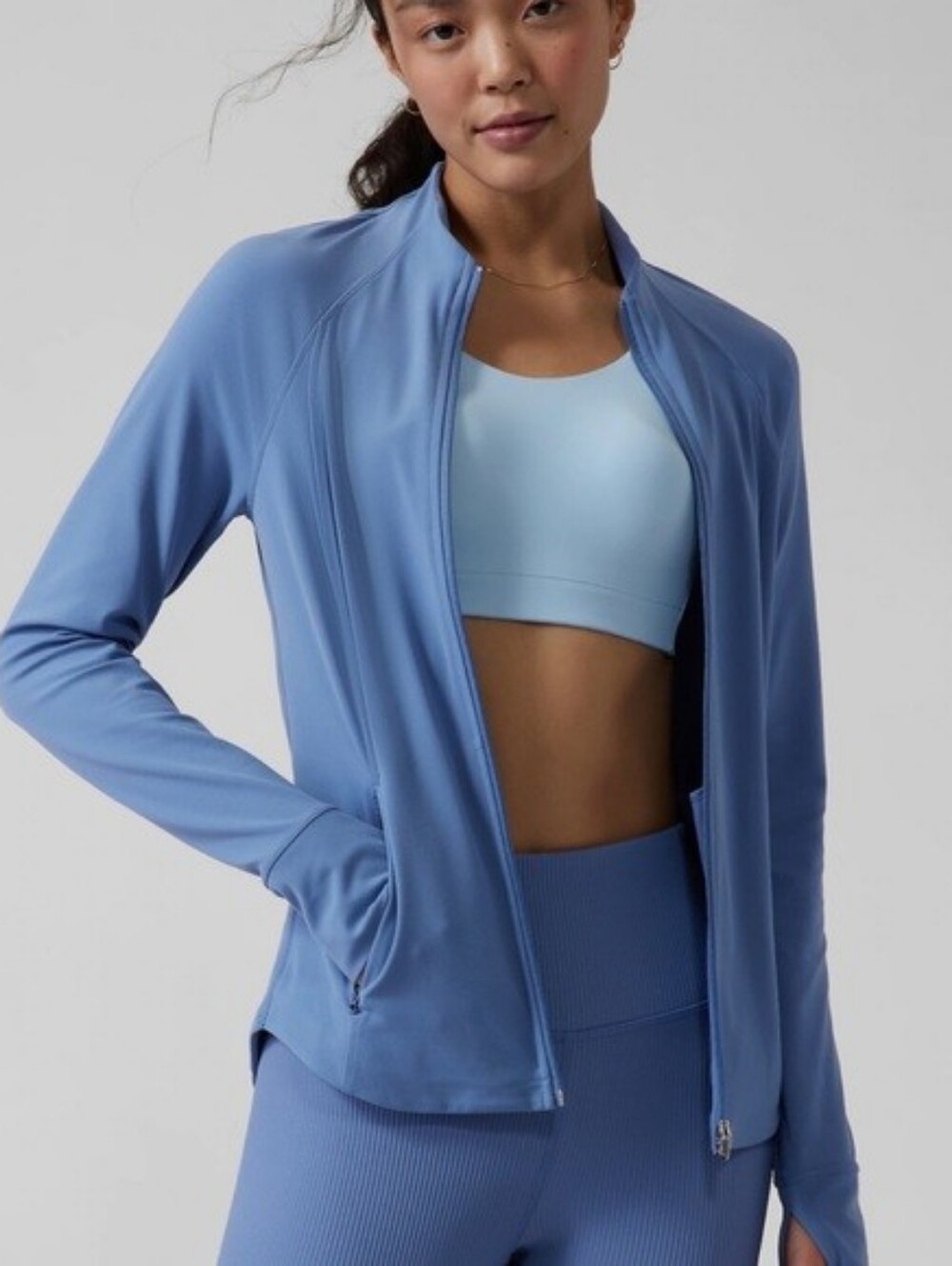 Athleta Salutation Jacket cottage blue athletic butter soft women's size small S